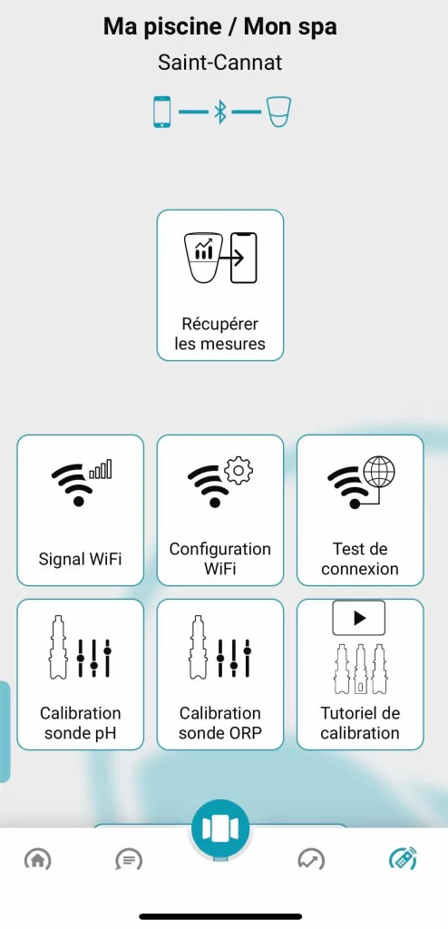 Connexion bluetooth réussie. L'icone est bleue. 