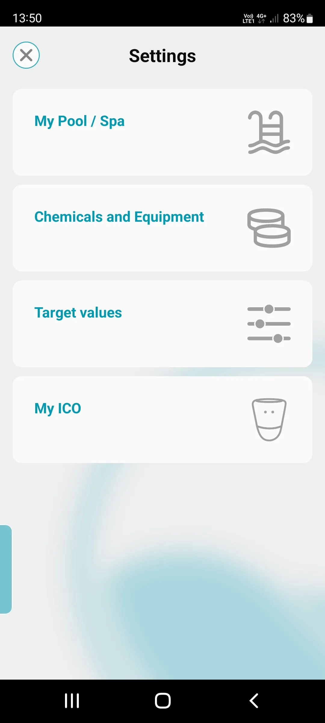 Settings in the ICO application