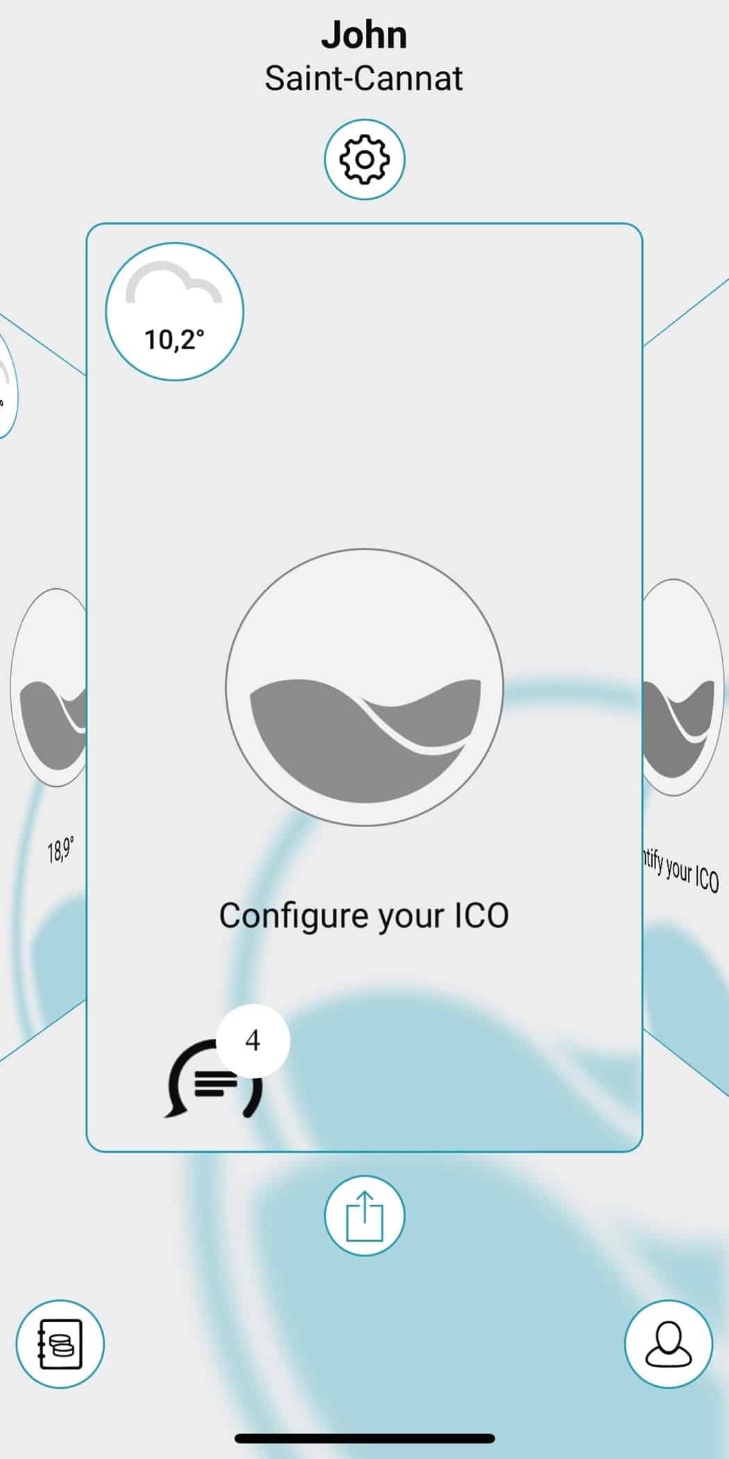 application ICO écran de configuration de votre appareil ICO 