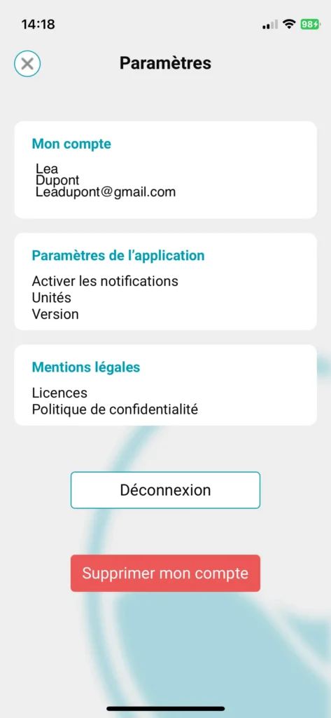 Paramètres compte Application ico
Activer les notification 