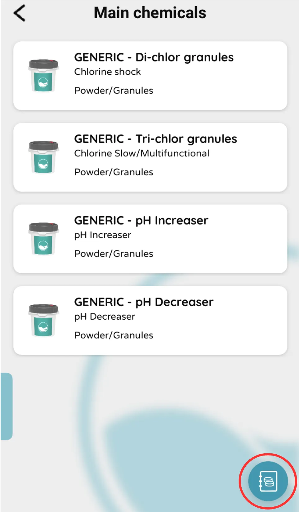 Catalogue of treatment products