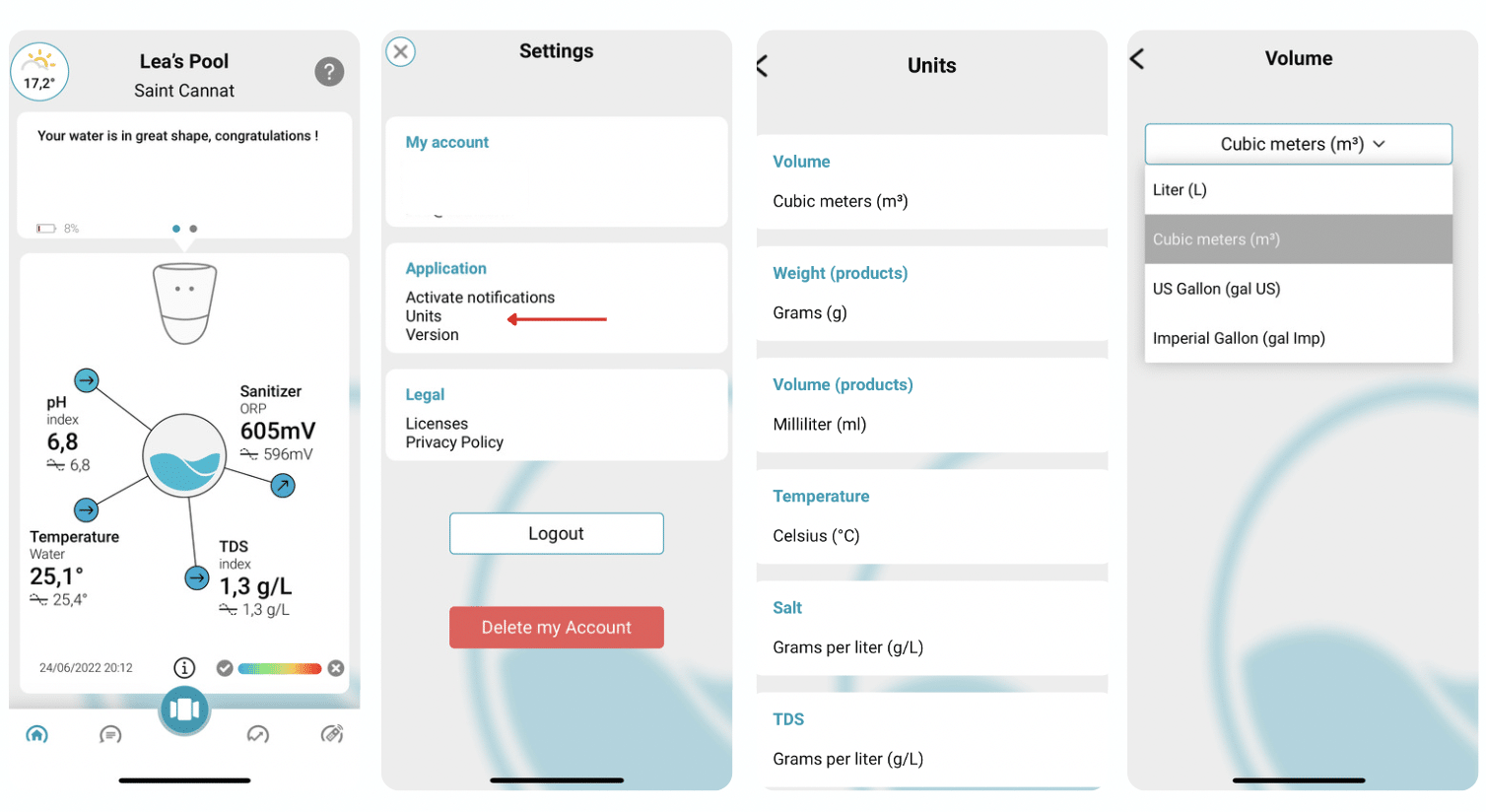 Procédure de personnalisation des unités de mesure ICO App 