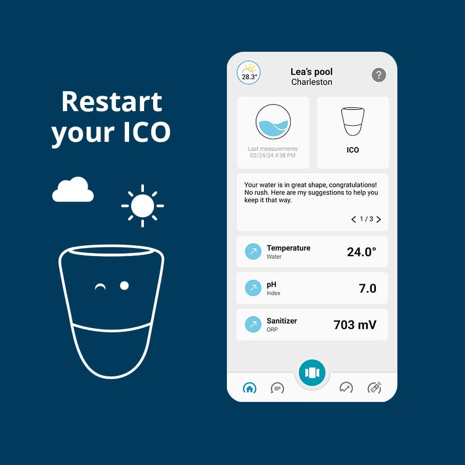 Image with Ico Pool and ICO application to reactivate the device after winter. 