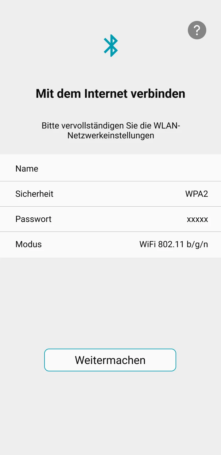 application ICO renseigner les identifiants connexion wifi