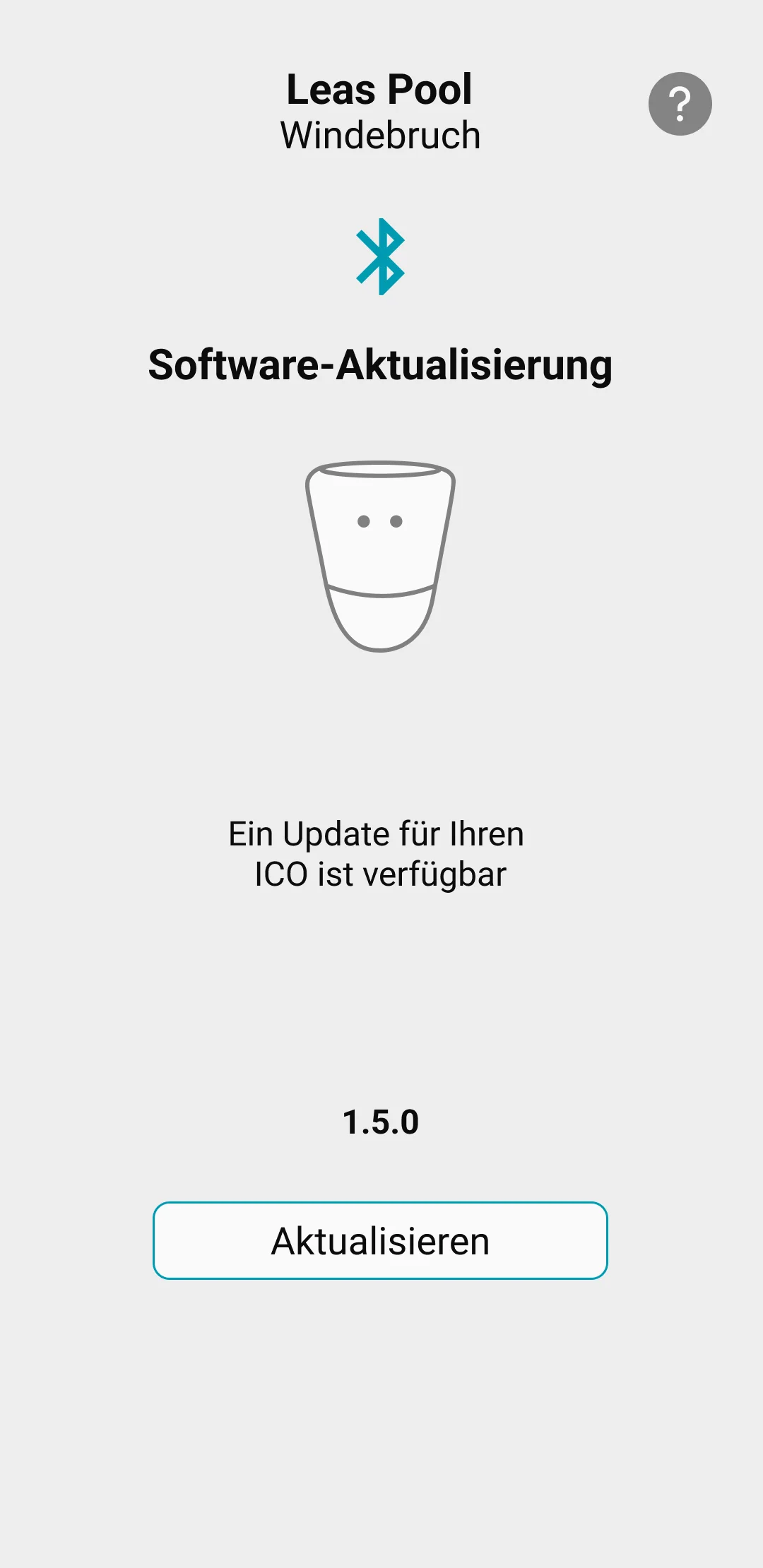 Bildschirm der ICO-App ein Update ist verfügbar