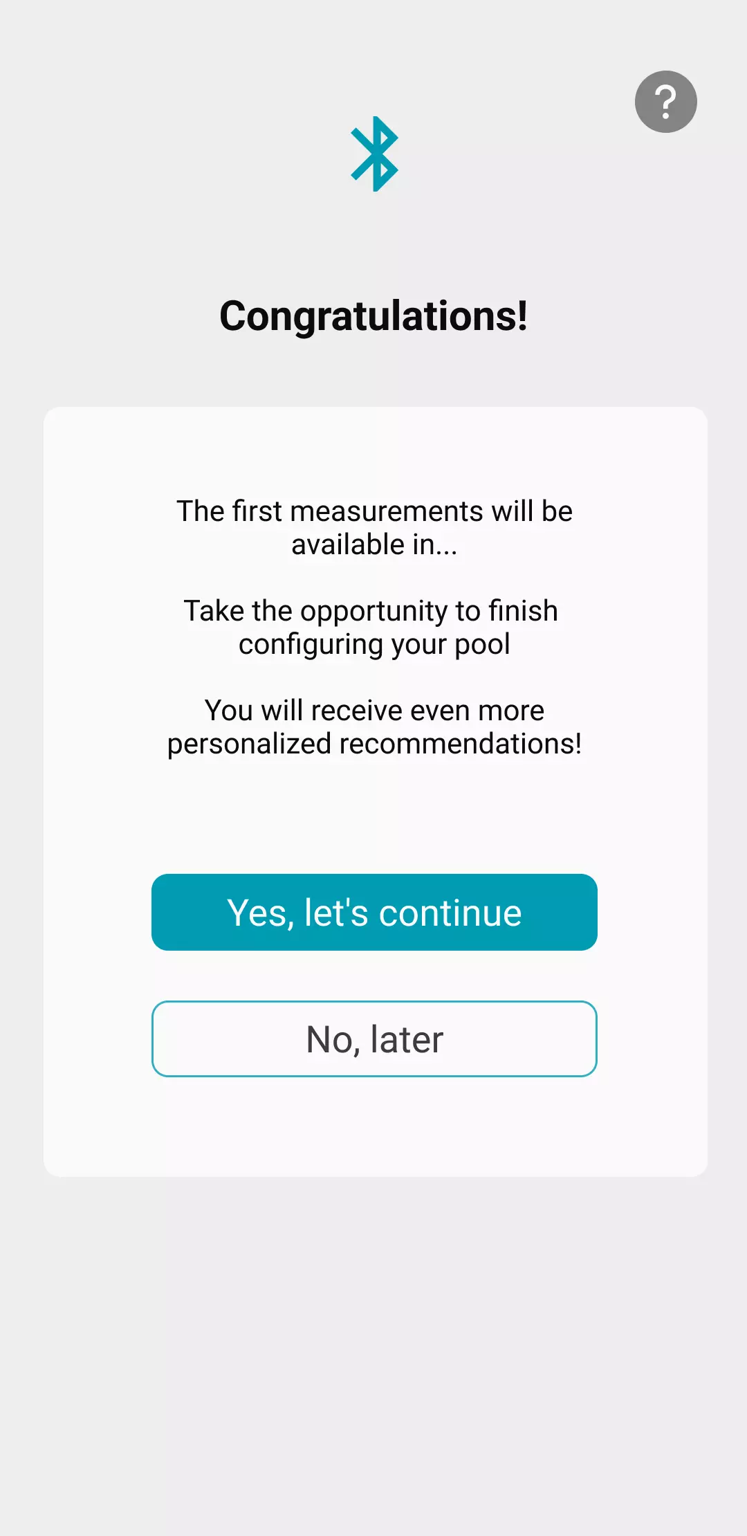 View of the application showing that ICO is now active, and that you can complete the configuration of your pool to obtain even more personalised recommendations