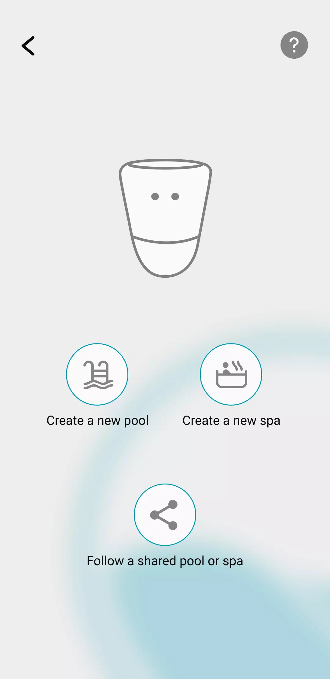 Visual of the ICO application when creating the profile or the user must say if he creates this profile for a new pool or spa, but also follow a shared pool or spa