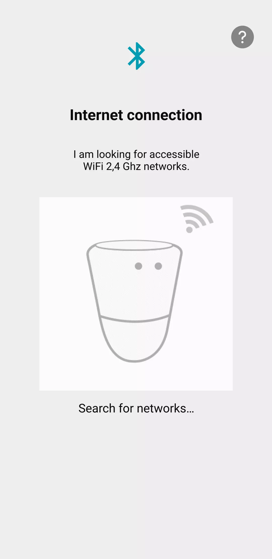 Visual of the application that shows ICO searching for accessible Wi-Fi networks