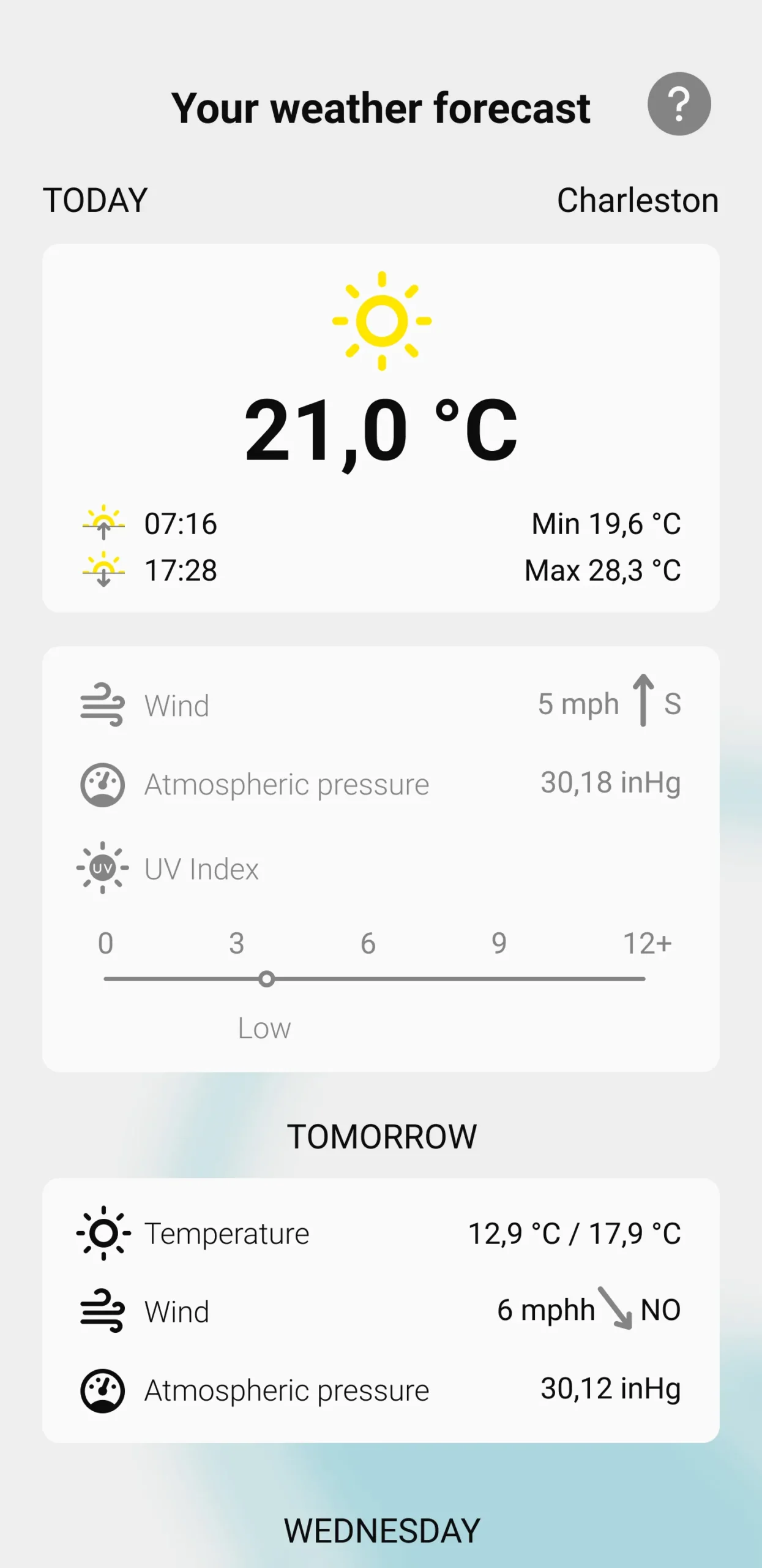 Visual of the application that tracks the weather via ICO
