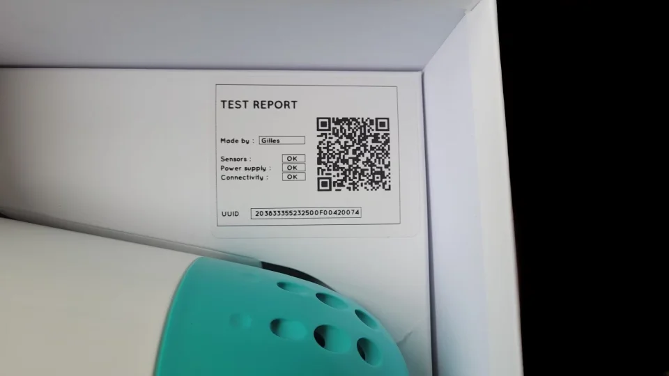 Photo showing the location of the QR code in the ICO box and the UUID number if the QR code does not work