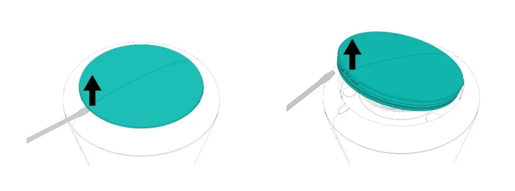 visual to illustrate how to open the ICO top cover with the tool provided in the ICO Pool and ICO Spa box. 