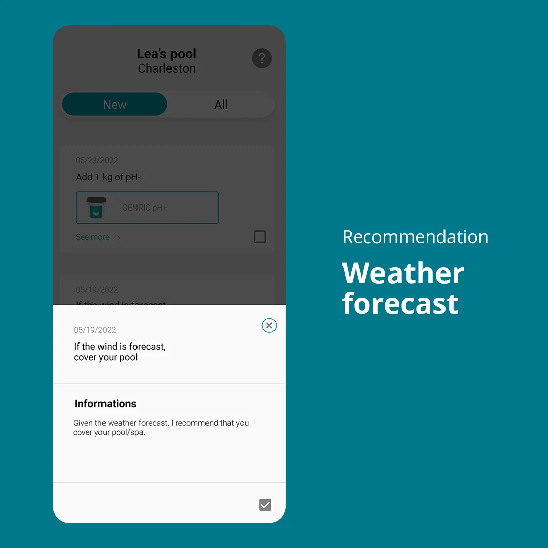 Visual showing the ICO application's recommendation page for weather forecasts
